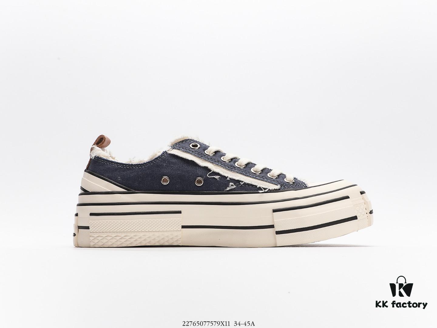 xVESSEL G.O.P. Low Unisex Deconstructed Overlapping Platform Cork Low-Top Canvas Vulcanized Shoes by Van Ness Wu's Personal Avant-Garde Brand – Stylish Height-Increasing Sneakers with NFC Anti-Counterfeit Tag, Gradient Effect Original Packaging, Upgraded Thick Cork Insole, Handcrafted Multi-Layer Strip Vulcanization Technique, 12-Ounce Durable Comfortable Canvas Fabric, Tassel Distressed Vintage Effect