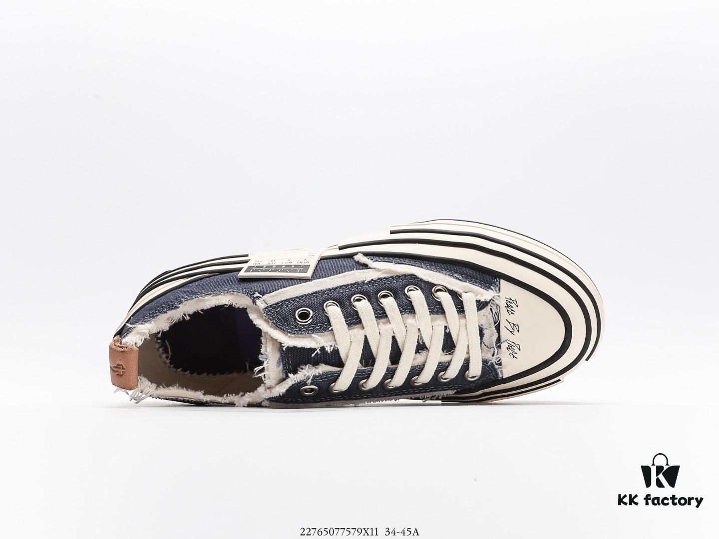 xVESSEL G.O.P. Low Unisex Deconstructed Overlapping Platform Cork Low-Top Canvas Vulcanized Shoes by Van Ness Wu's Personal Avant-Garde Brand – Stylish Height-Increasing Sneakers with NFC Anti-Counterfeit Tag, Gradient Effect Original Packaging, Upgraded Thick Cork Insole, Handcrafted Multi-Layer Strip Vulcanization Technique, 12-Ounce Durable Comfortable Canvas Fabric, Tassel Distressed Vintage Effect