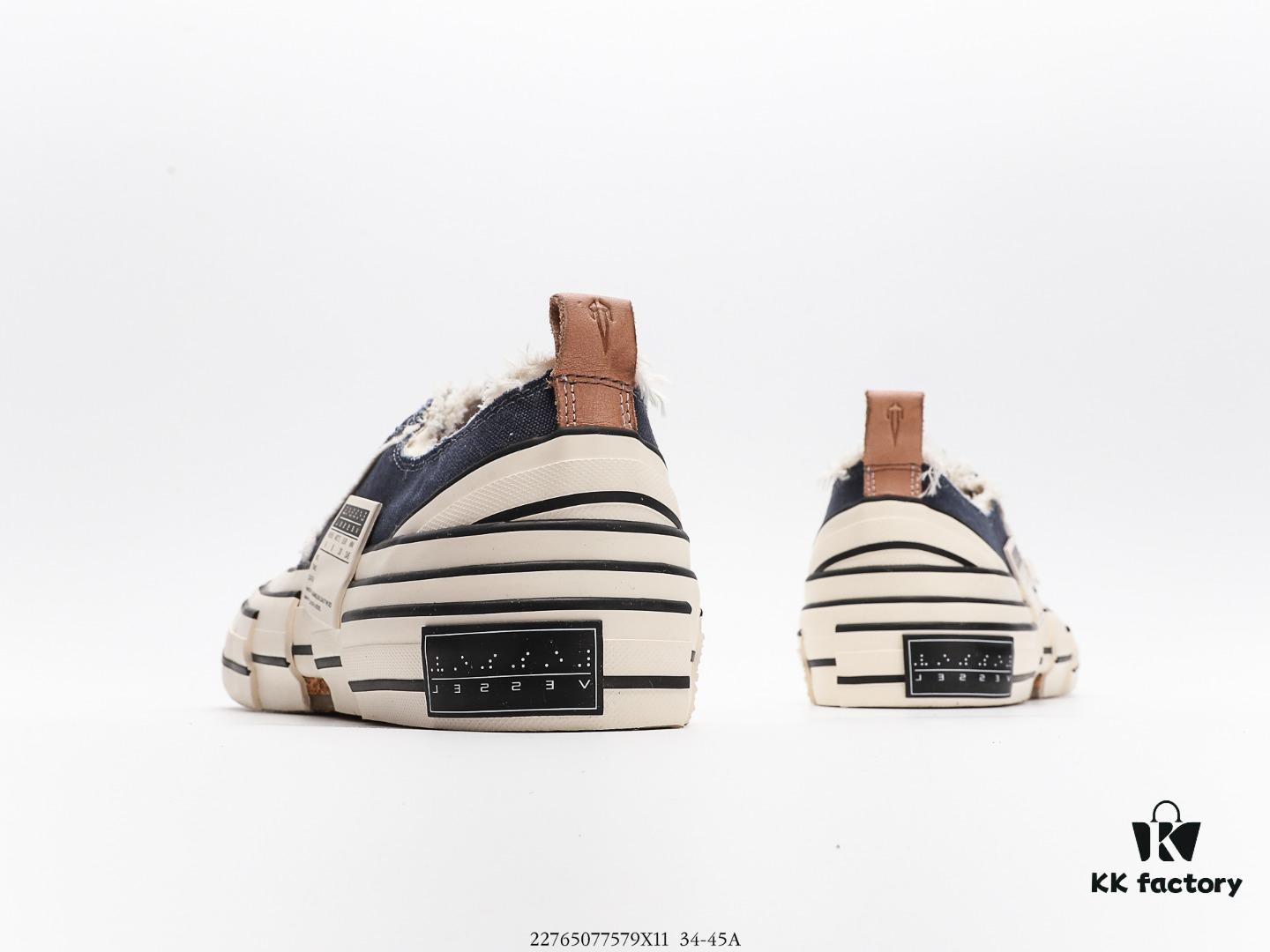 xVESSEL G.O.P. Low Unisex Deconstructed Overlapping Platform Cork Low-Top Canvas Vulcanized Shoes by Van Ness Wu's Personal Avant-Garde Brand – Stylish Height-Increasing Sneakers with NFC Anti-Counterfeit Tag, Gradient Effect Original Packaging, Upgraded Thick Cork Insole, Handcrafted Multi-Layer Strip Vulcanization Technique, 12-Ounce Durable Comfortable Canvas Fabric, Tassel Distressed Vintage Effect