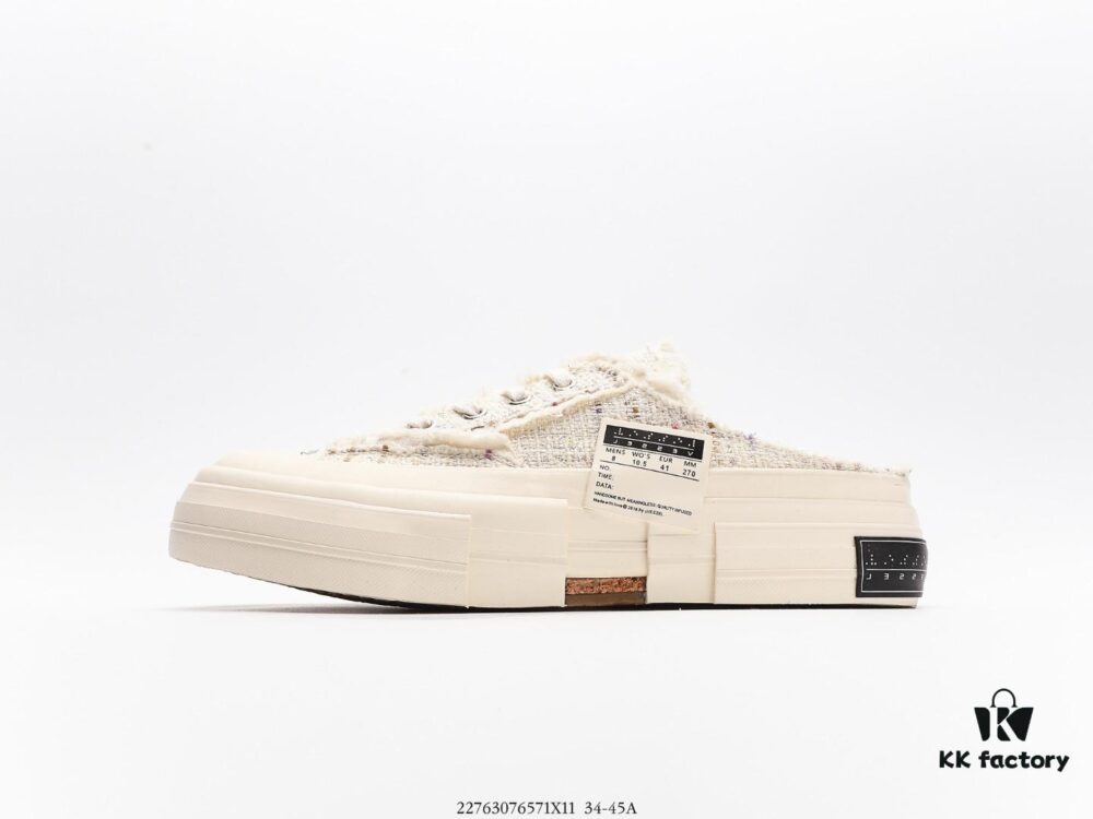 Light-Sensitive Color-Changing XVESSEL G.O.P. Low Unisex Canvas Sneakers by Wu Jianhao – Deconstructed Layered Thick Cork Sole, Handcrafted Vulcanized Rubber Trim, Vintage Tassel Design