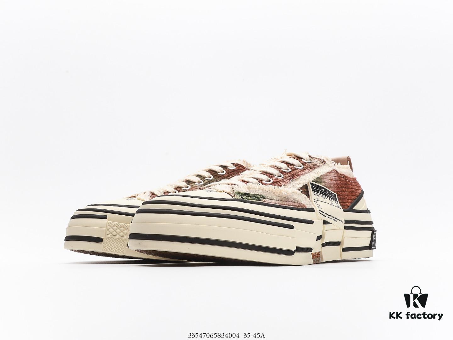 Wu Jianhao x VESSEL G.O.P. Low Unisex Canvas Vulcanized Platform Sneakers with Cork Insole - Handcrafted Multi-layered Trim, Distressed Tassel Design, 12oz Durable Canvas Upper