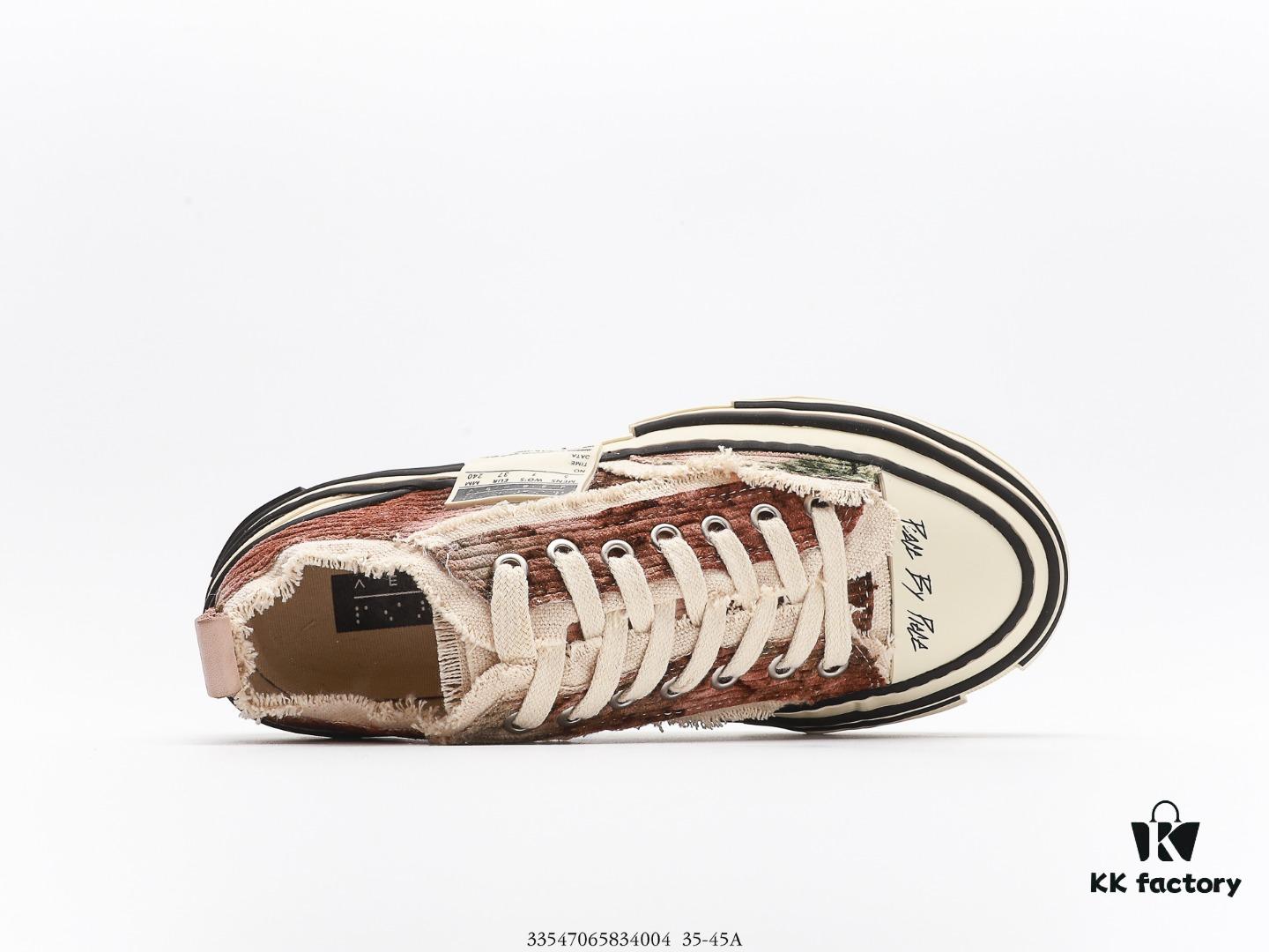 Wu Jianhao x VESSEL G.O.P. Low Unisex Canvas Vulcanized Platform Sneakers with Cork Insole - Handcrafted Multi-layered Trim, Distressed Tassel Design, 12oz Durable Canvas Upper