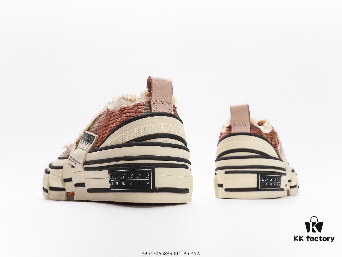 Wu Jianhao x VESSEL G.O.P. Low Unisex Canvas Vulcanized Platform Sneakers with Cork Insole - Handcrafted Multi-layered Trim, Distressed Tassel Design, 12oz Durable Canvas Upper