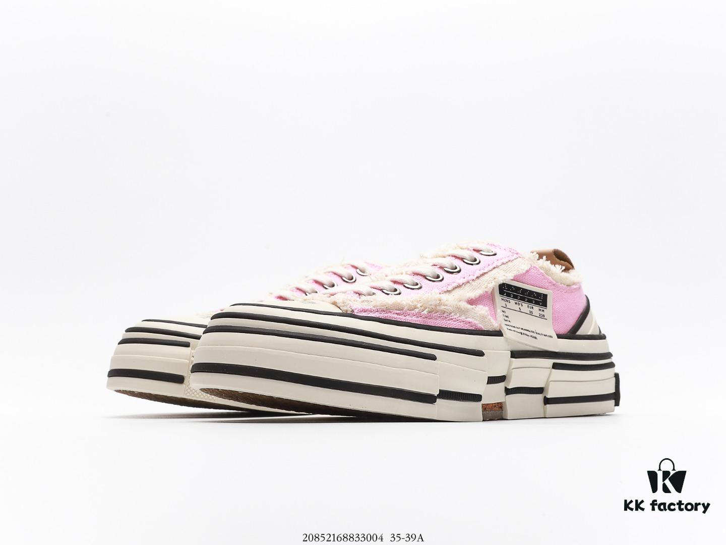 Wu Jianhao x VESSEL G.O.P. Low Unisex Canvas Vulcanized Platform Sneakers with Cork Sole - Distressed Tassel Design, Handcrafted Multi-layer Rubber Trim, 12oz Heavy-duty Canvas Upper