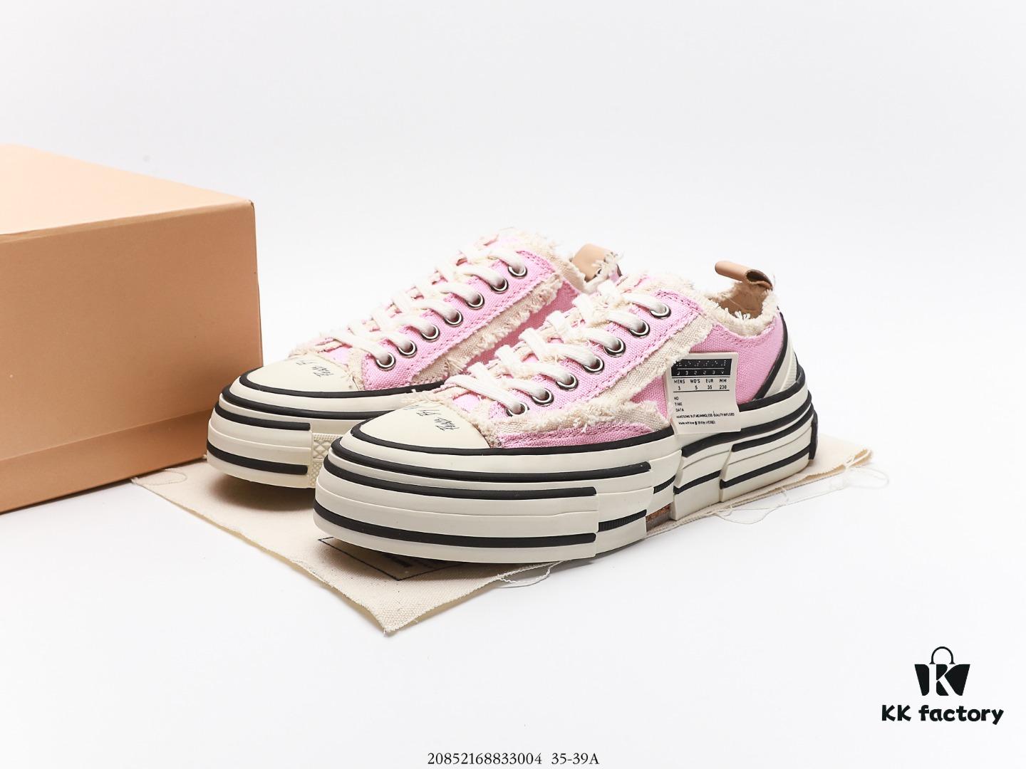 Wu Jianhao x VESSEL G.O.P. Low Unisex Canvas Vulcanized Platform Sneakers with Cork Sole - Distressed Tassel Design, Handcrafted Multi-layer Rubber Trim, 12oz Heavy-duty Canvas Upper