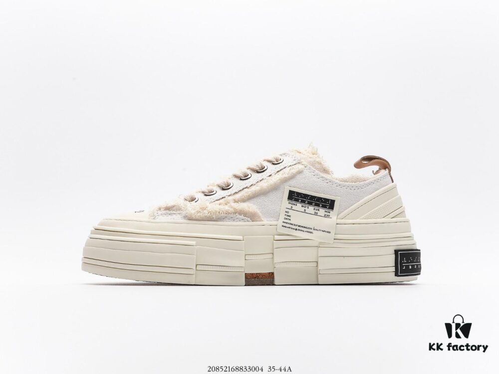 Wu Jianhao x VESSEL G.O.P. Low Unisex Canvas Vulcanized Sneakers with Cork Sole – Deconstructed Layered Design, Elevated Comfort, Handcrafted Vulcanized Edge Binding, Gradient Finish, 12-Ounce Durable Canvas with Tassel Accents