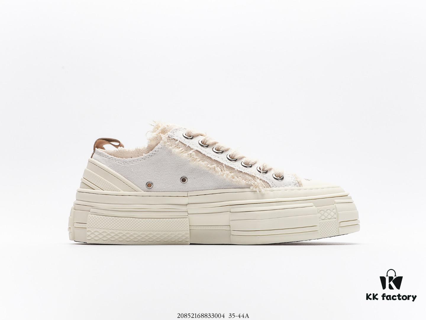 Wu Jianhao x VESSEL G.O.P. Low Unisex Canvas Vulcanized Sneakers with Cork Sole – Deconstructed Layered Design, Elevated Comfort, Handcrafted Vulcanized Edge Binding, Gradient Finish, 12-Ounce Durable Canvas with Tassel Accents