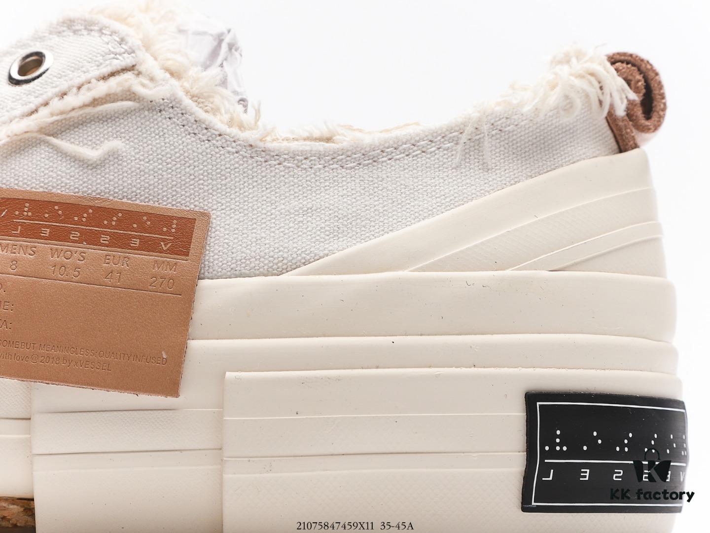 High-Version Proxy Level | Market's Highest Quality - Wu Jianhao x VESSEL G.O.P. Low Cut Deconstructed Overlapped Platform Cork Low-Top Versatile Height-Increasing Canvas Vulcanized Skate Shoes