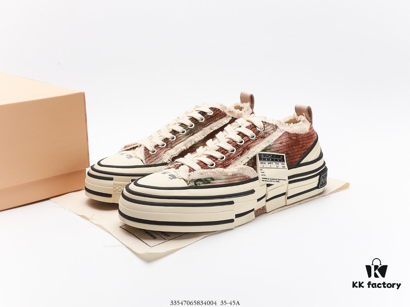 Wu Jianhao x VESSEL G.O.P. Low Unisex Canvas Vulcanized Platform Sneakers with Cork Insole - Handcrafted Multi-layered Trim, Distressed Tassel Design, 12oz Durable Canvas Upper