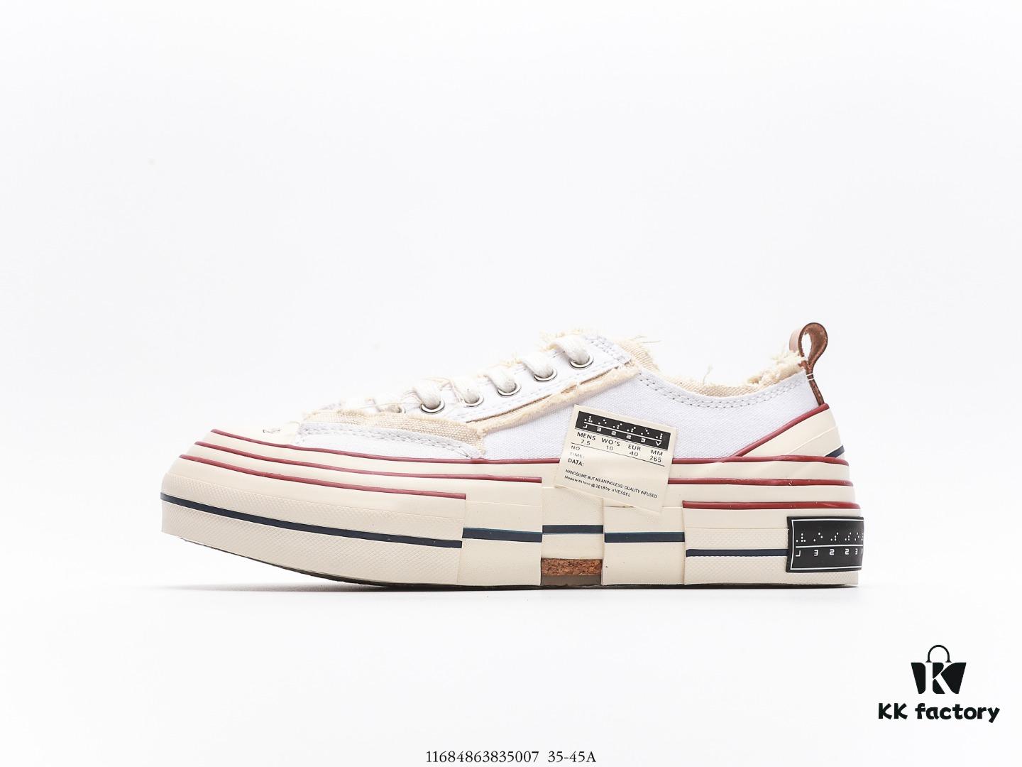 High-End Version WU JIANHAO x VESSEL G.O.P. Low Cut Reconstructed Overlapping Platform Cork Low-Top Canvas Vulcanized Casual Elevating Sneakers