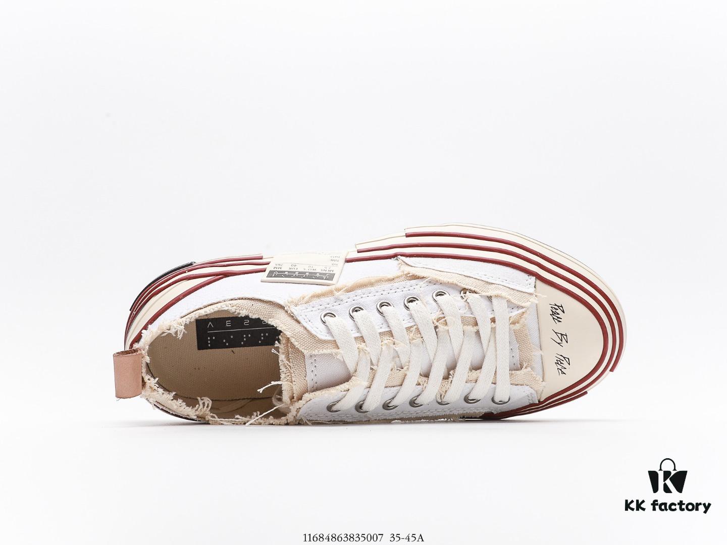 High-End Version WU JIANHAO x VESSEL G.O.P. Low Cut Reconstructed Overlapping Platform Cork Low-Top Canvas Vulcanized Casual Elevating Sneakers