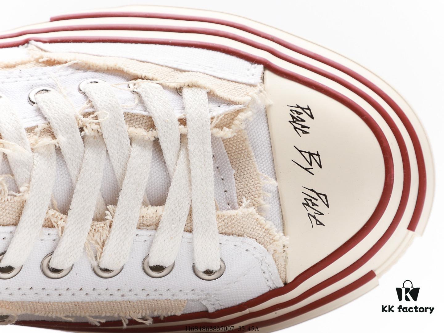 High-End Version WU JIANHAO x VESSEL G.O.P. Low Cut Reconstructed Overlapping Platform Cork Low-Top Canvas Vulcanized Casual Elevating Sneakers