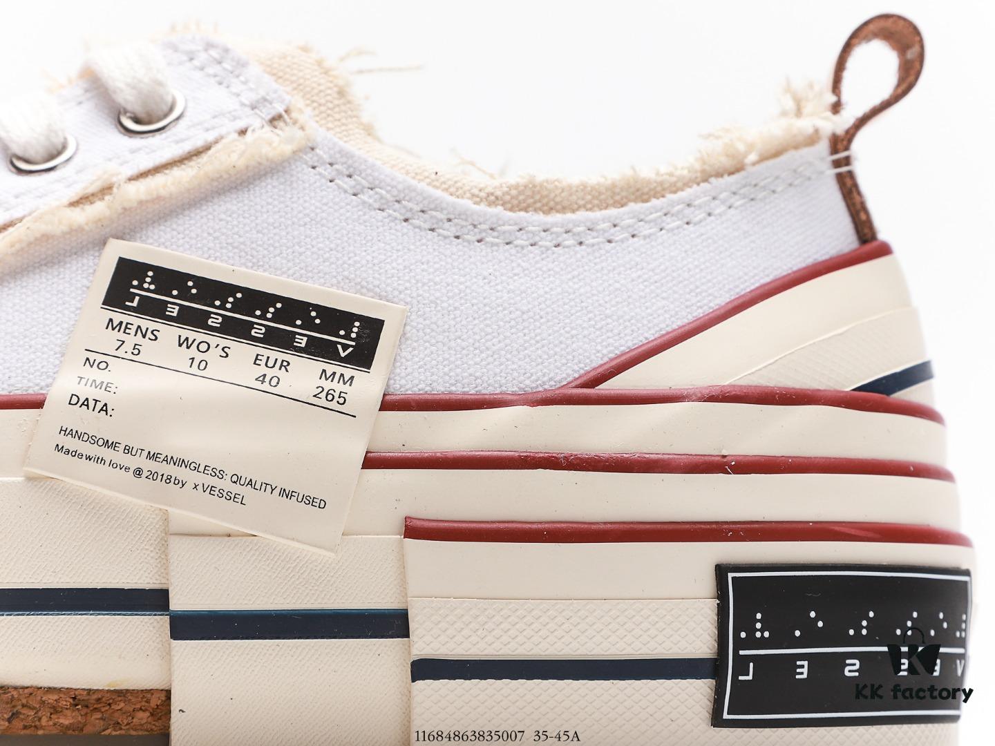 High-End Version WU JIANHAO x VESSEL G.O.P. Low Cut Reconstructed Overlapping Platform Cork Low-Top Canvas Vulcanized Casual Elevating Sneakers