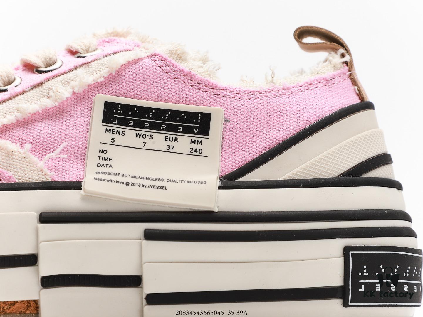 Wu Jianhao G.O.P. Valentine x VESSEL Low-Top Floral Sneakers, Crafted with Traditional Handicraft and Shoemaking Techniques, World's First Cork-Crushed Sole Shoes, Distressed Design, Original Box Packaging, Upgraded Version with Solid Thick Cork Insole, Genuine Gradual Effect, Premium Heavy-Duty Canvas Fabric, Tassel Fringe with Vintage Wear-Out Effect