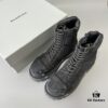 Balenciaga Strike 20mm Distressed Cotton Canvas Lace-Up Black Ankle Boots