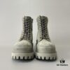Balenciaga Strike 20mm Distressed Cotton Canvas Lace-Up Gray-Green Ankle Boots