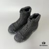 Balenciaga Strike 20mm Distressed Cotton Canvas Lace-Up Black Ankle Boots