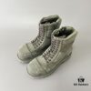 Balenciaga Strike 20mm Distressed Cotton Canvas Lace-Up Gray-Green Ankle Boots