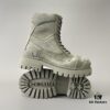 Balenciaga Strike 20mm Distressed Cotton Canvas Lace-Up Gray-Green Ankle Boots