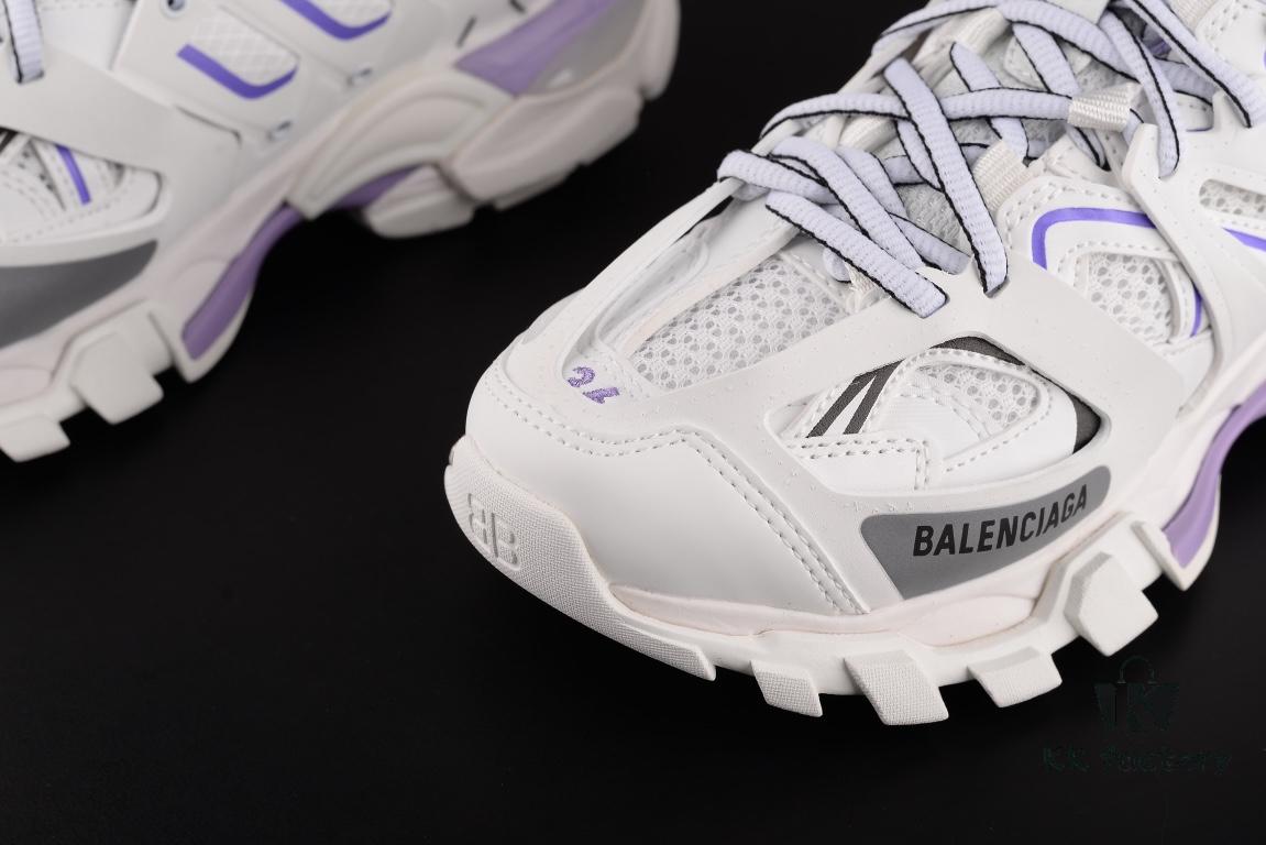 Newly Released Paris-made Balenciaga Track 3 Series White and Purple - Premium Quality, Correct Leather Edge and Shoe Shape