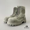 Balenciaga Strike 20mm Distressed Cotton Canvas Lace-Up Gray-Green Ankle Boots
