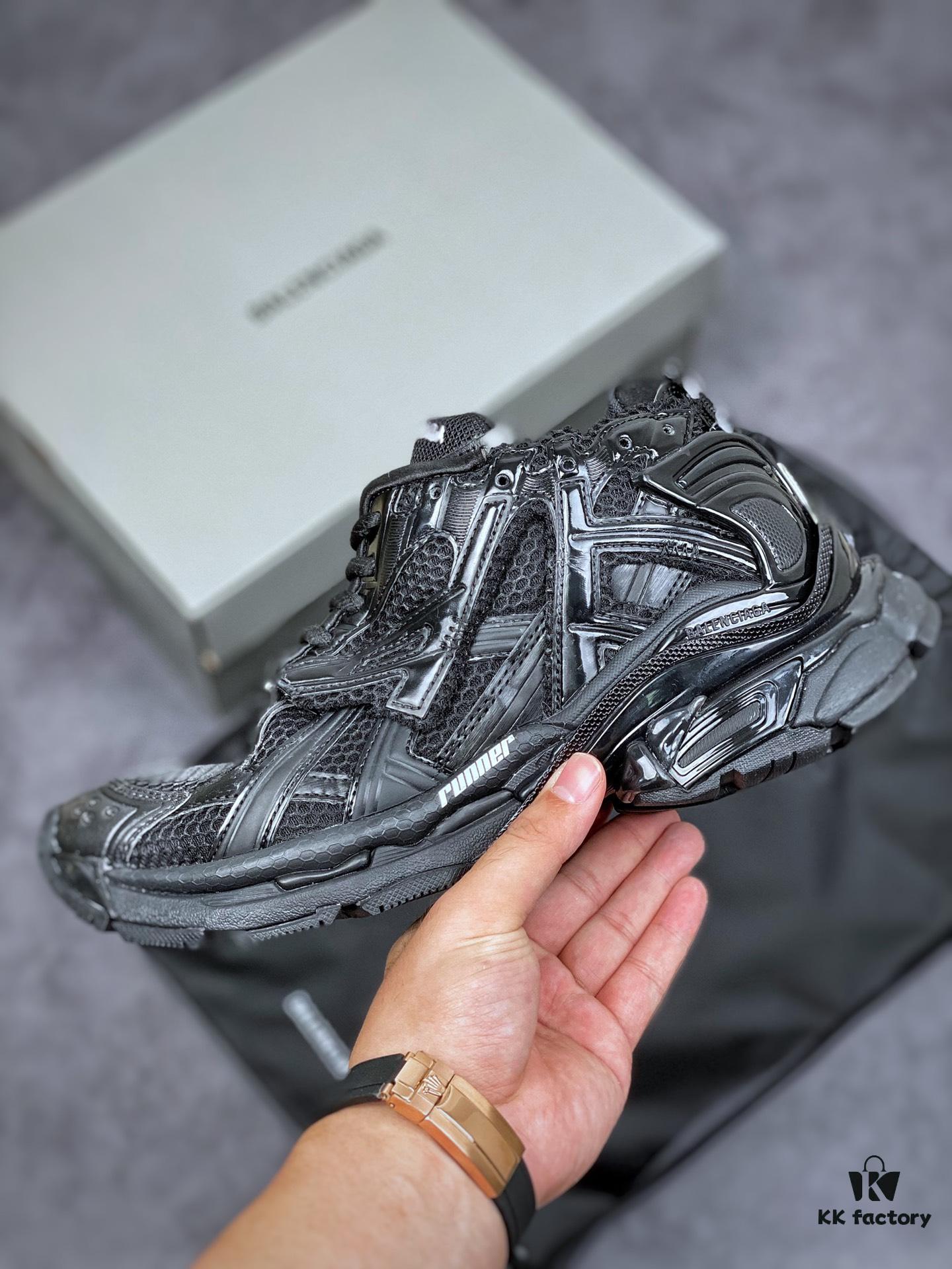 KITH x BALENCIAGA Runner Sneaker Low-Top Retro Running Shoes 'Deconstructed Black and White Logo'