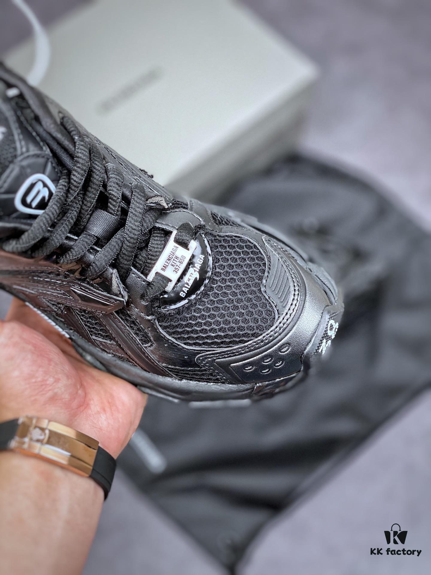 KITH x BALENCIAGA Runner Sneaker Low-Top Retro Running Shoes 'Deconstructed Black and White Logo'