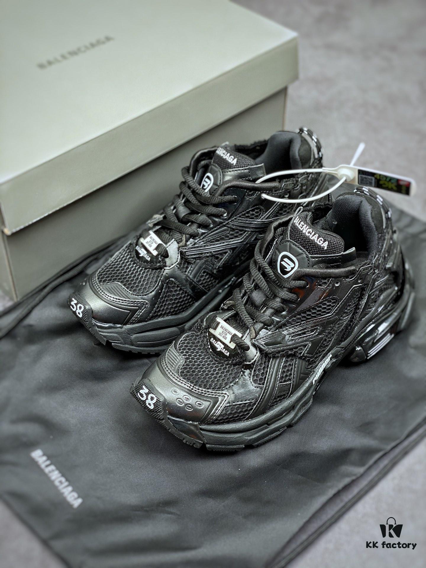 KITH x BALENCIAGA Runner Sneaker Low-Top Retro Running Shoes 'Deconstructed Black and White Logo'