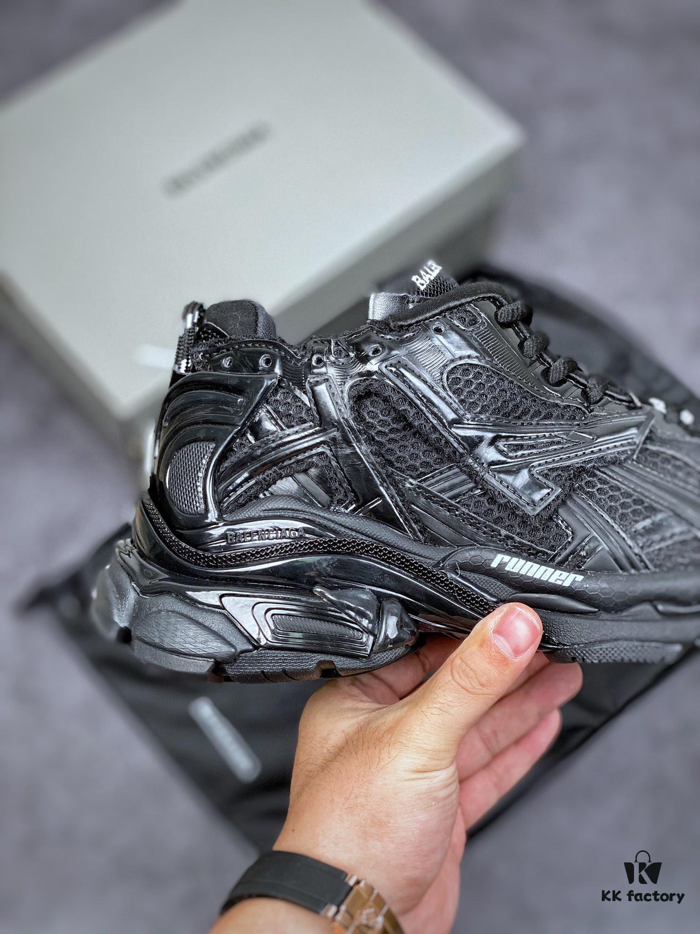 KITH x BALENCIAGA Runner Sneaker Low-Top Retro Running Shoes 'Deconstructed Black and White Logo'