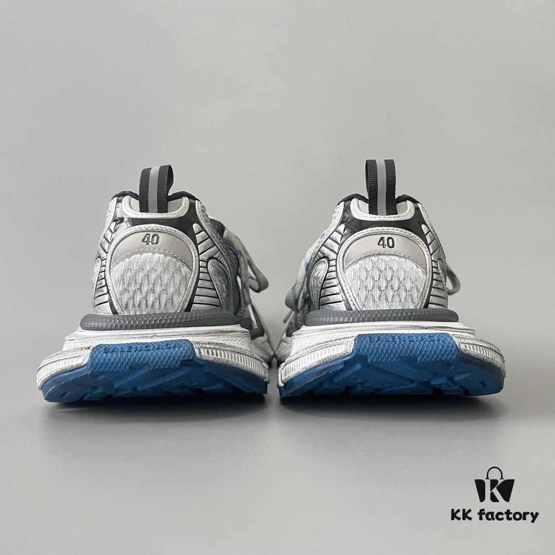 Balenciaga 3XL Mesh Lace-Up Distressed Low-Top Dad Shoes in Silver Blue