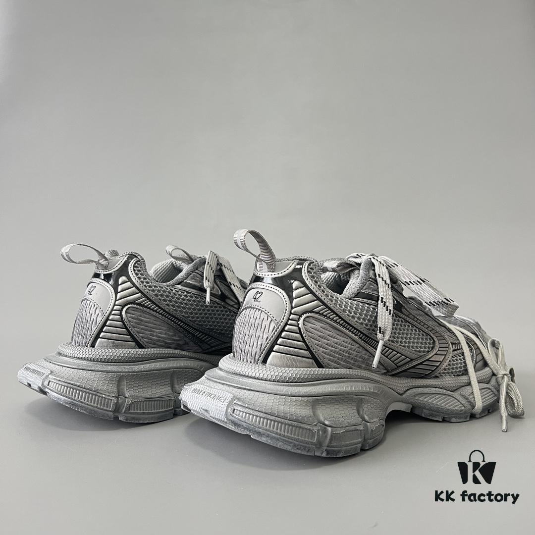 Balenciaga 3XL Mesh Lace-Up Distressed Low-Top Dad Sneakers in Gray