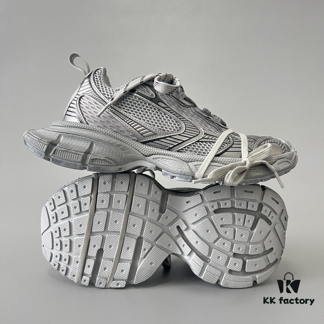 Balenciaga 3XL Mesh Lace-Up Distressed Low-Top Dad Sneakers in Gray