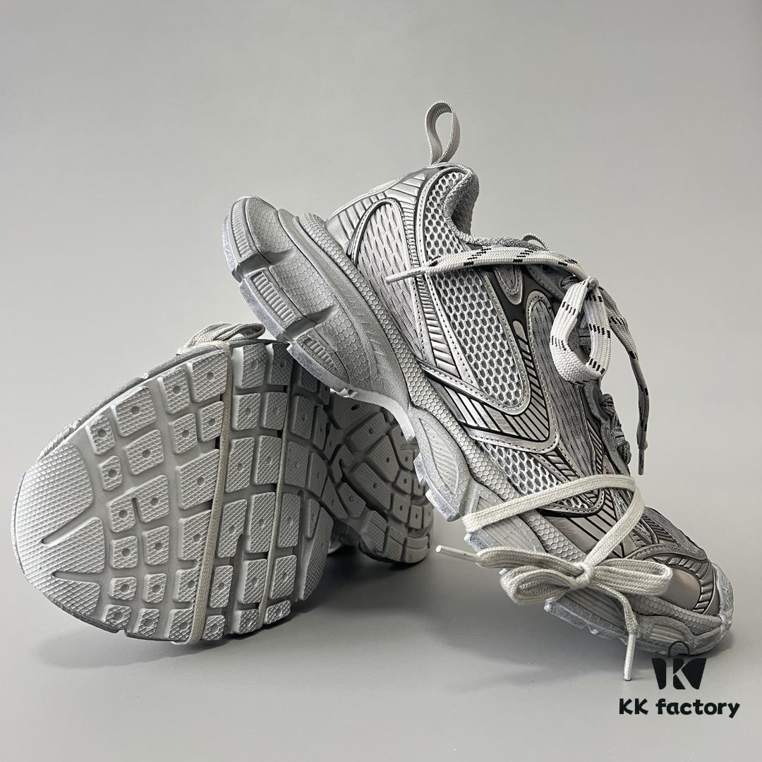 Balenciaga 3XL Mesh Lace-Up Distressed Low-Top Dad Sneakers in Gray