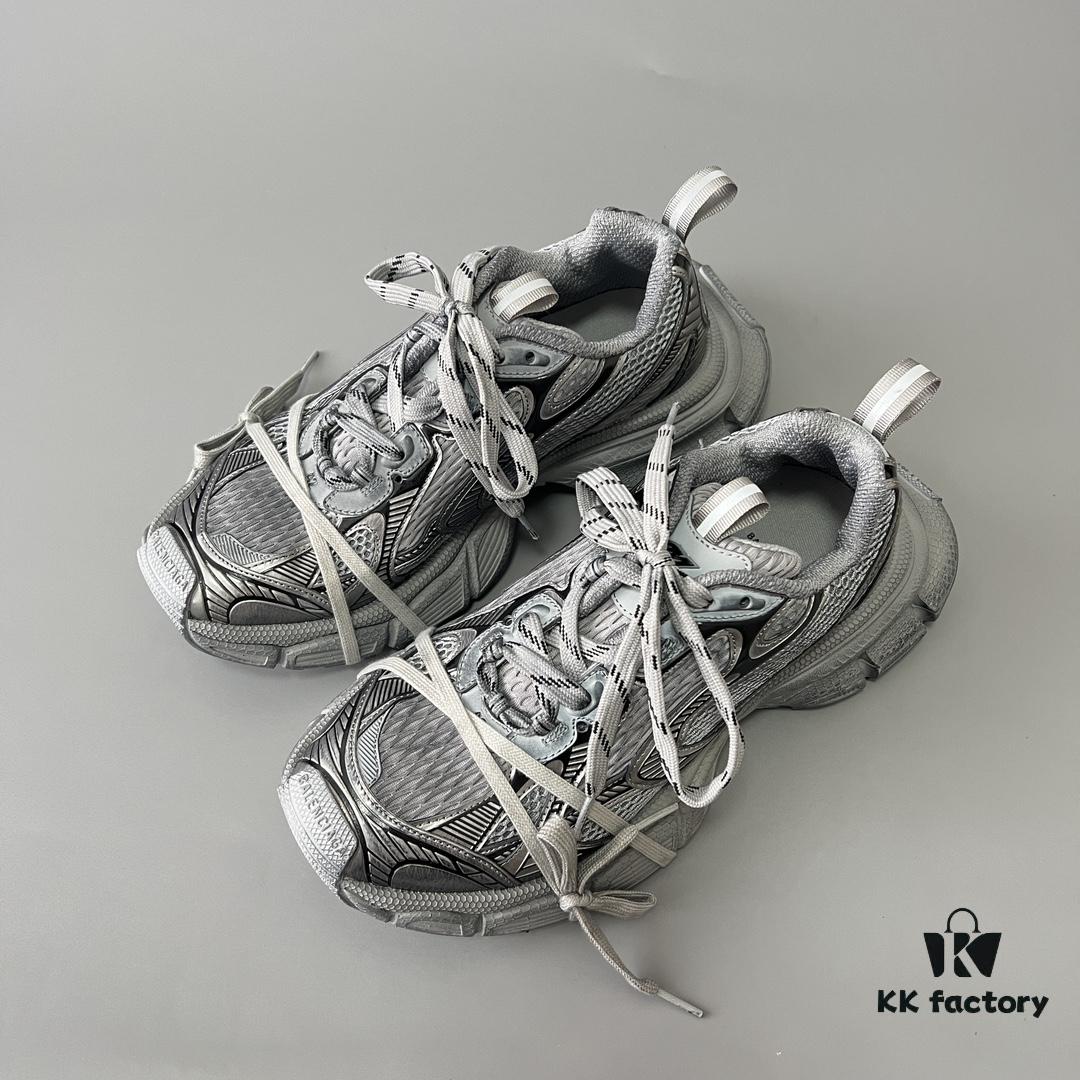 Balenciaga 3XL Mesh Lace-Up Distressed Low-Top Dad Sneakers in Gray