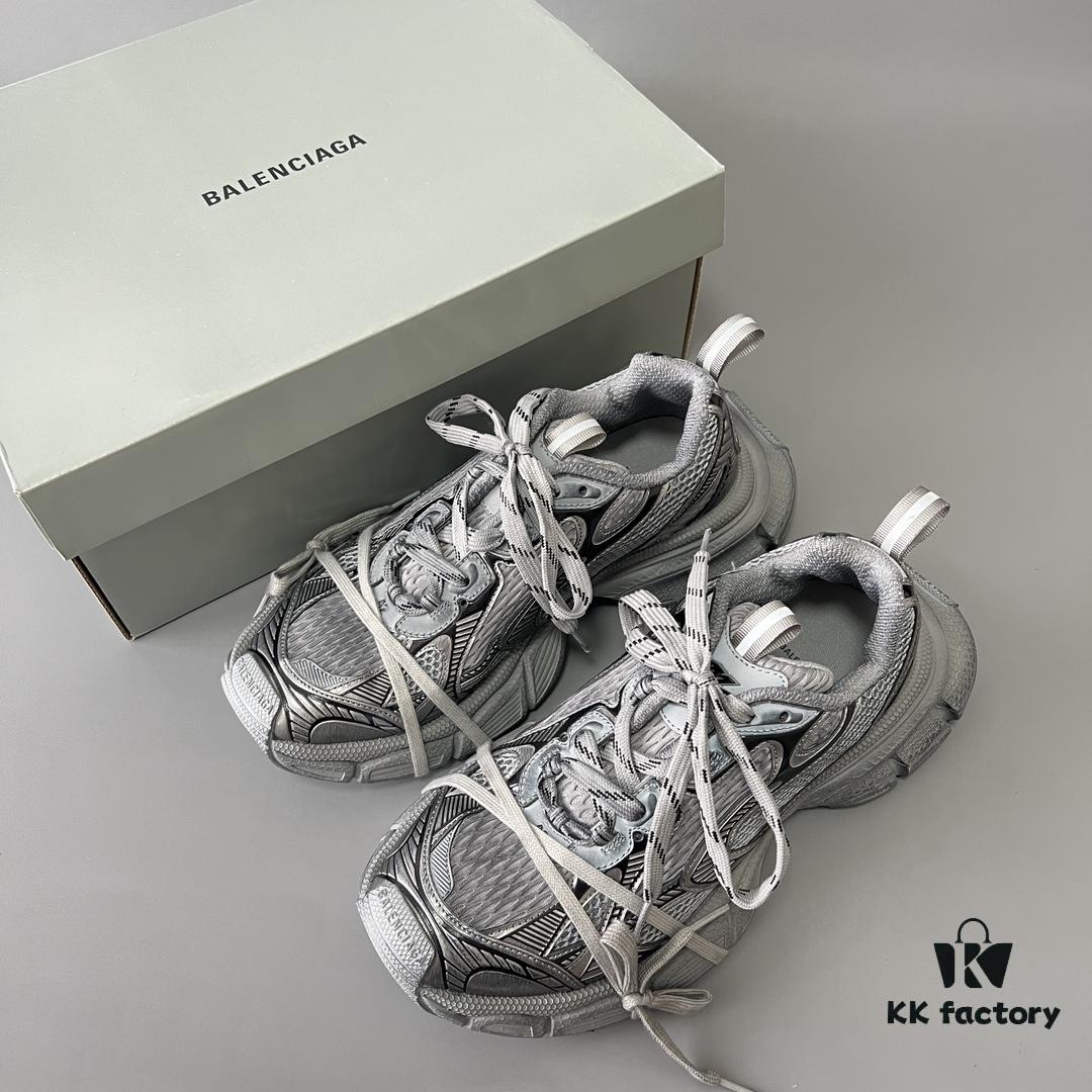 Balenciaga 3XL Mesh Lace-Up Distressed Low-Top Dad Sneakers in Gray