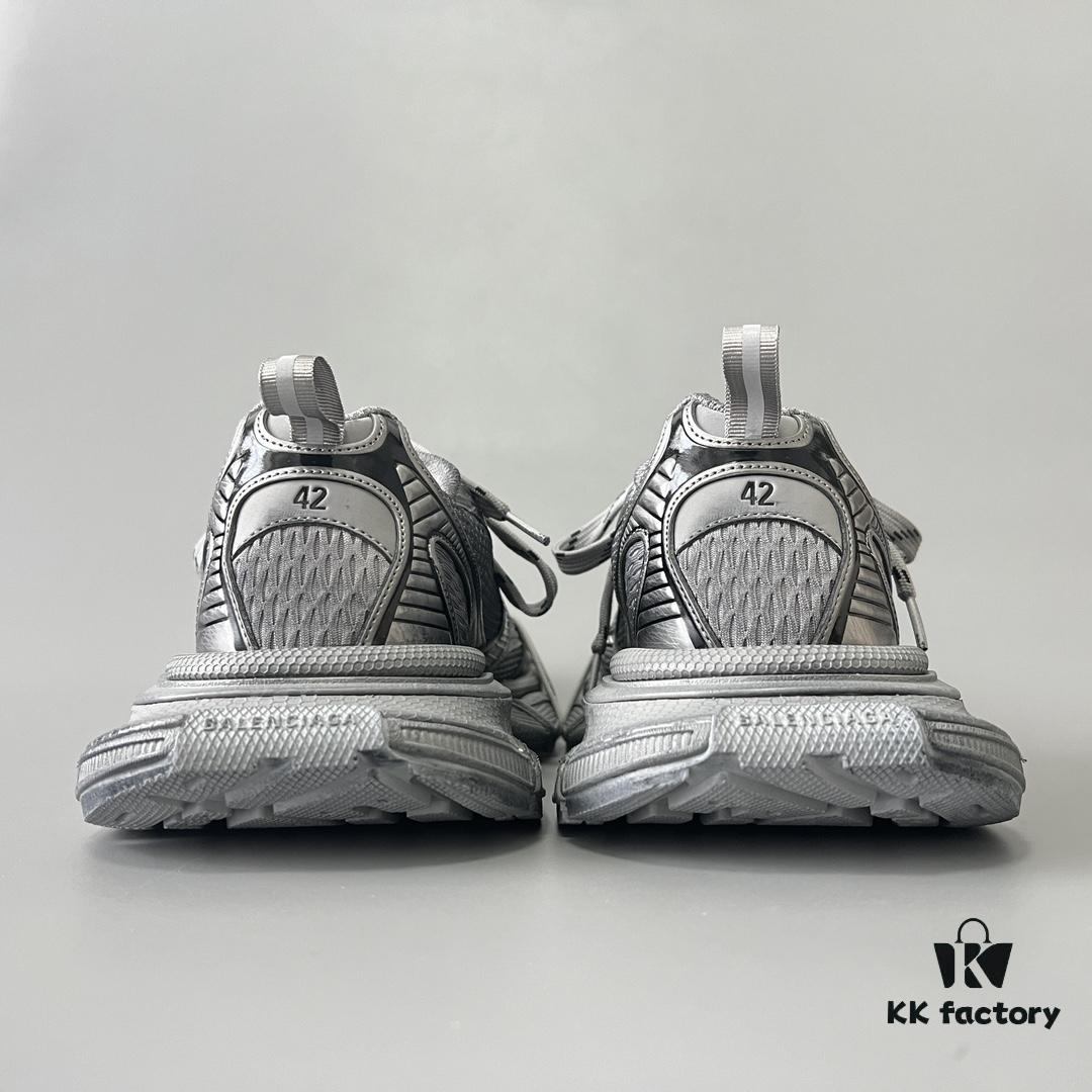 Balenciaga 3XL Mesh Lace-Up Distressed Low-Top Dad Sneakers in Gray