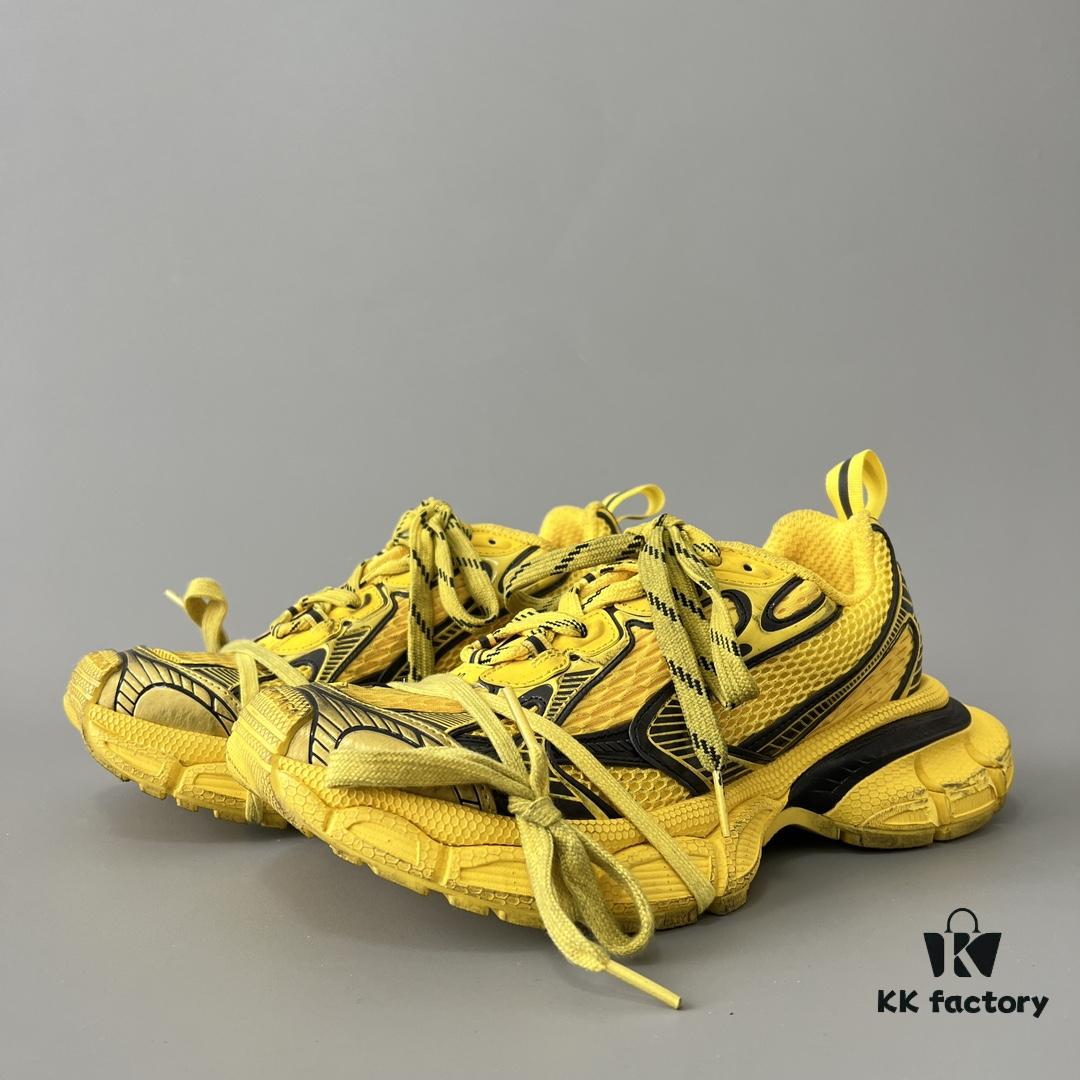Balenciaga 3XL Mesh Lace-Up Distressed Low-Top Dad Shoes in Yellow and Black