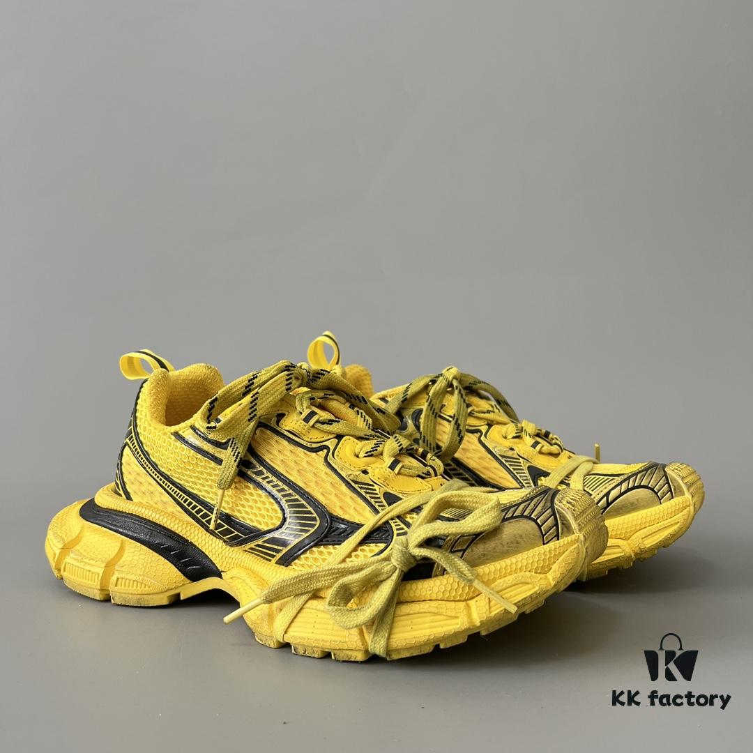 Balenciaga 3XL Mesh Lace-Up Distressed Low-Top Dad Shoes in Yellow and Black