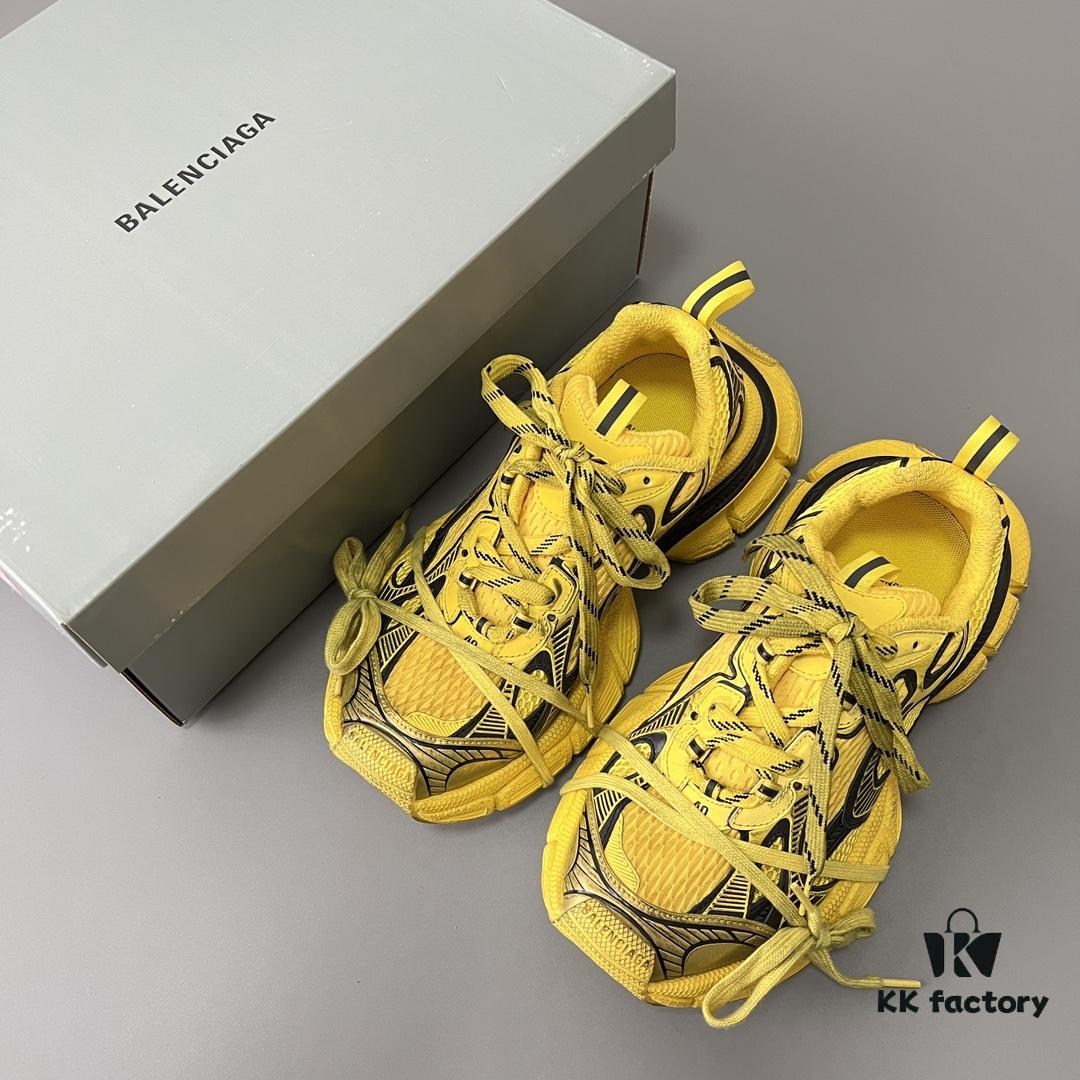 Balenciaga 3XL Mesh Lace-Up Distressed Low-Top Dad Shoes in Yellow and Black