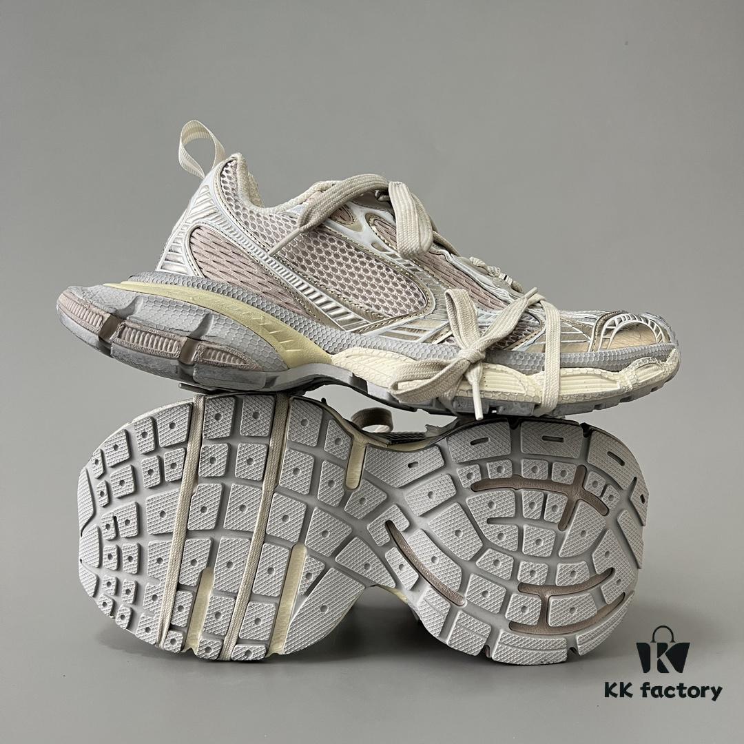 Balenciaga 3XL Mesh Lace-Up Distressed Low-Top Dad Sneakers in Light Beige