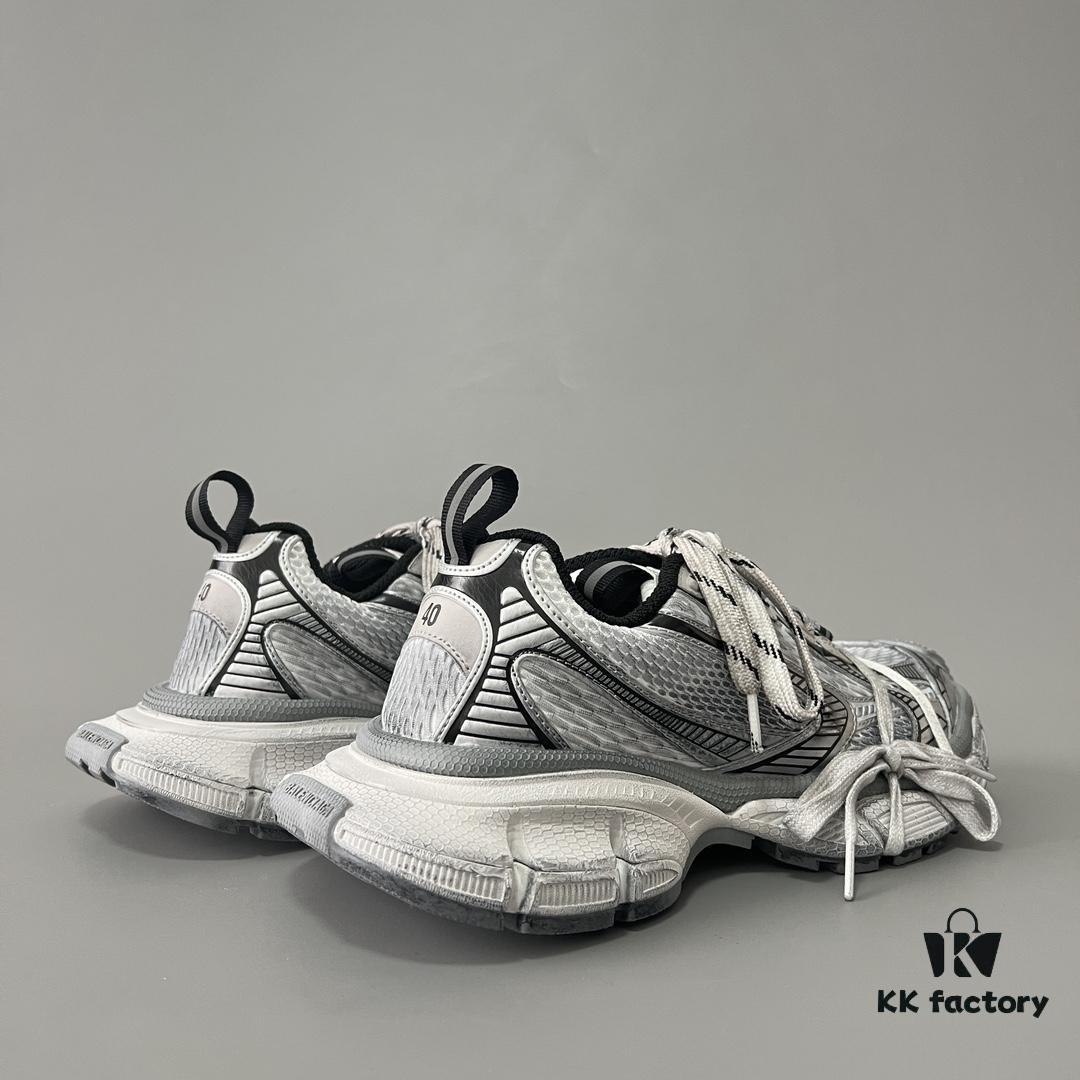 Balenciaga 3XL Mesh Lace-up Distressed Low-top Dad Sneakers in Silver Grey