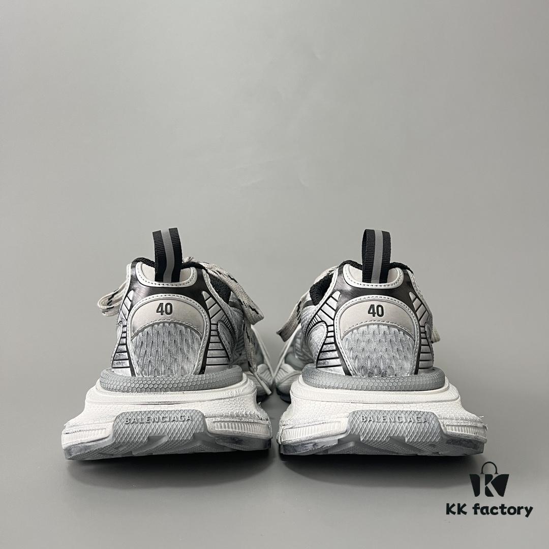 Balenciaga 3XL Mesh Lace-up Distressed Low-top Dad Sneakers in Silver Grey