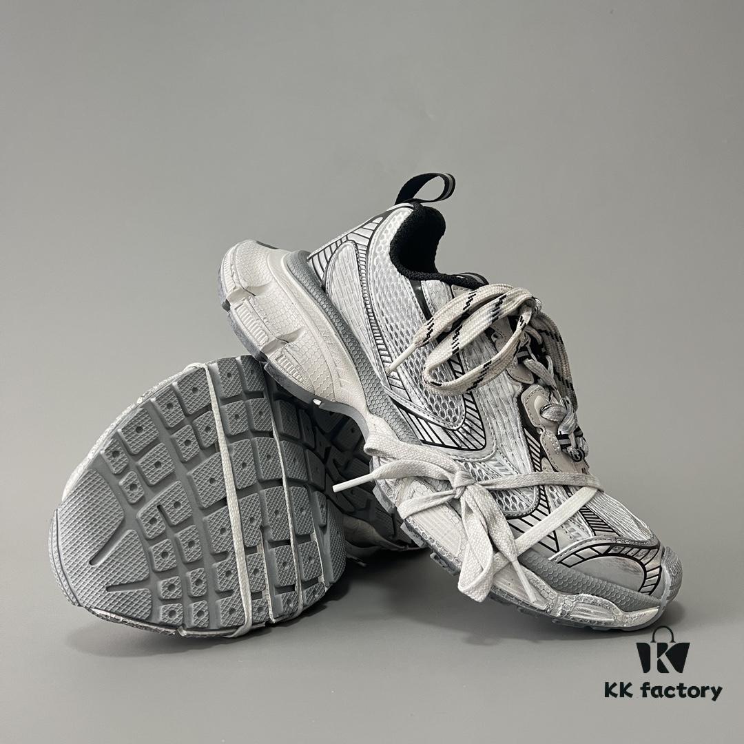 Balenciaga 3XL Mesh Lace-up Distressed Low-top Dad Sneakers in Silver Grey