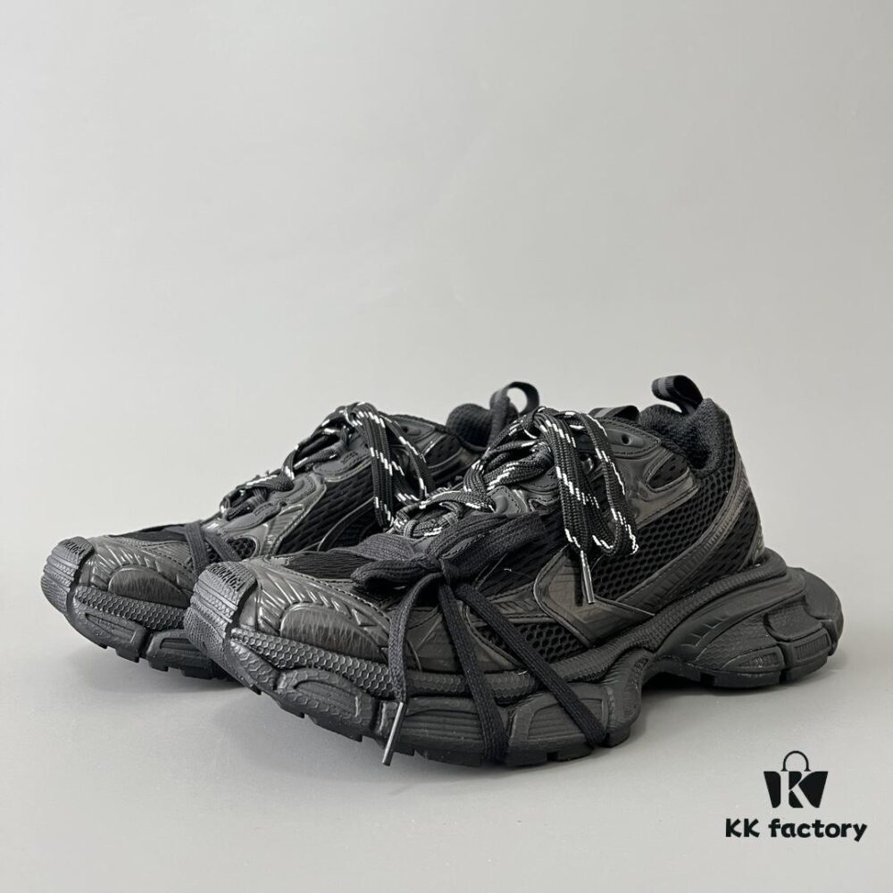 Balenciaga Black Mesh Lace-Up Distressed Low-Top Daddy Shoes 3XL