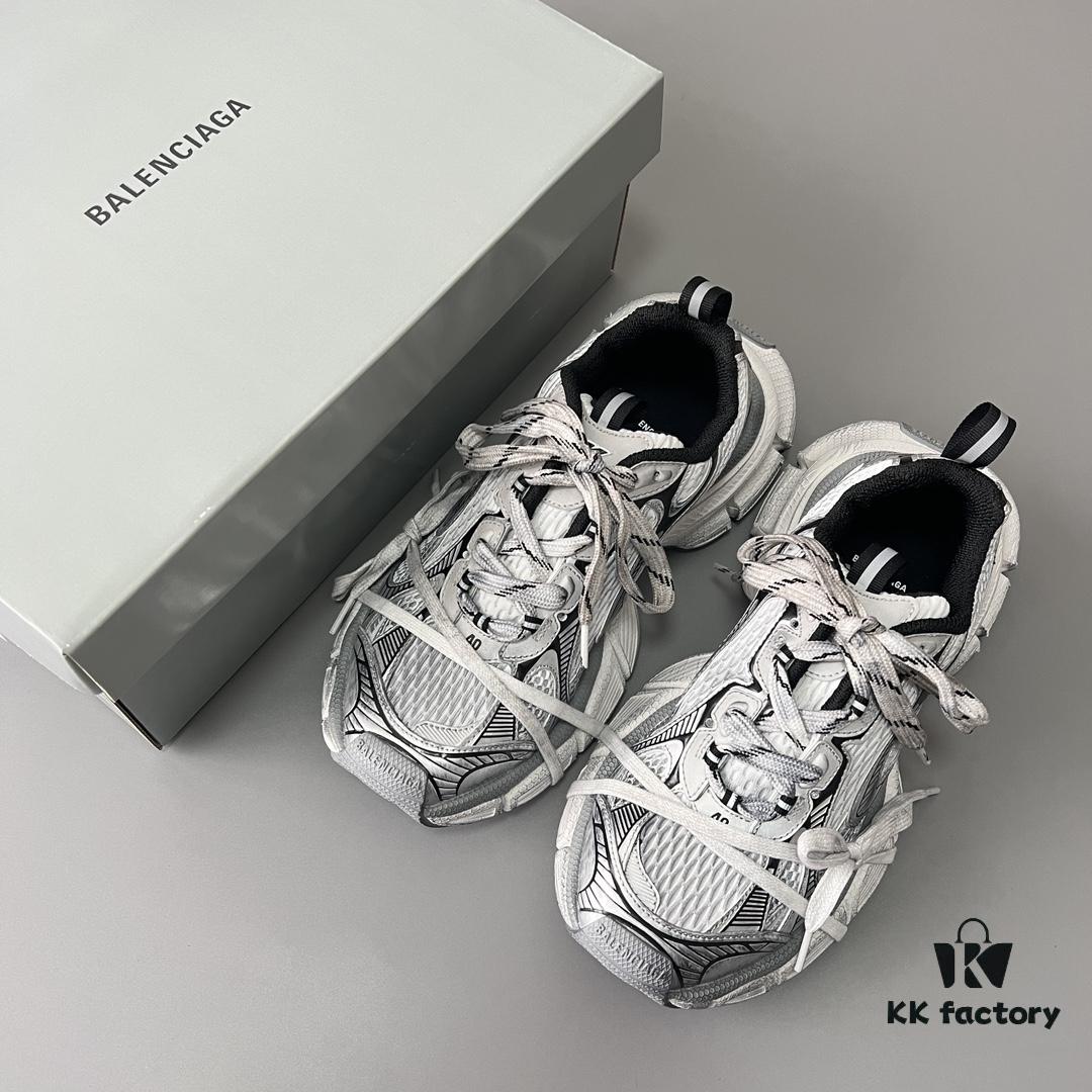 Balenciaga 3XL Mesh Lace-up Distressed Low-top Dad Sneakers in Silver Grey