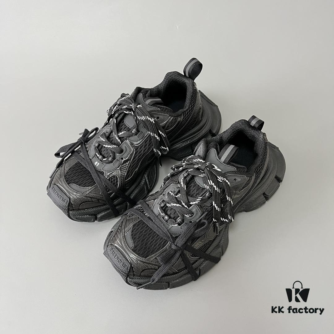 Balenciaga Black Mesh Lace-Up Distressed Low-Top Daddy Shoes 3XL