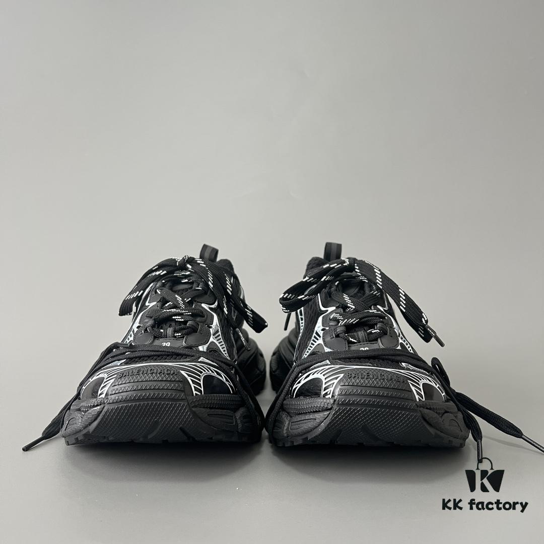 Balenciaga 3XL Mesh Lace-Up Distressed Low-Top Daddy Sneakers in Black and White