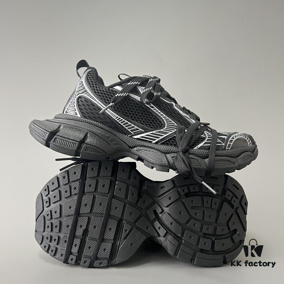 Balenciaga 3XL Mesh Lace-Up Distressed Low-Top Daddy Sneakers in Black and White