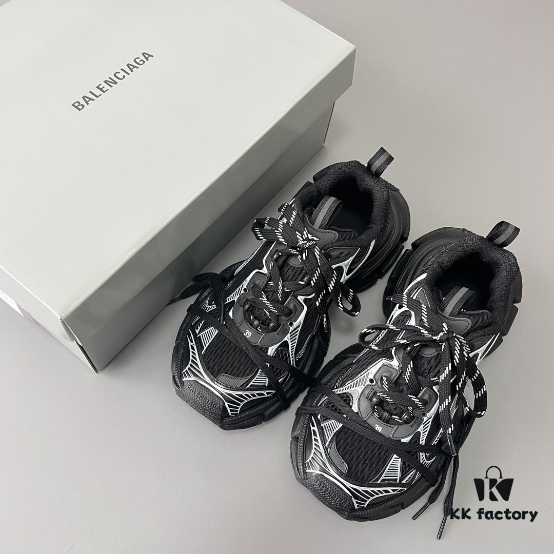 Balenciaga 3XL Mesh Lace-Up Distressed Low-Top Daddy Sneakers in Black and White