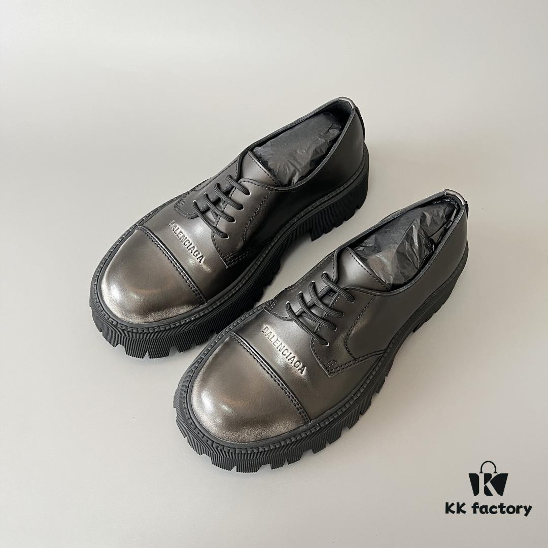 Balenciaga Tractor Leather Chunky Sole Lace-Up Shoes